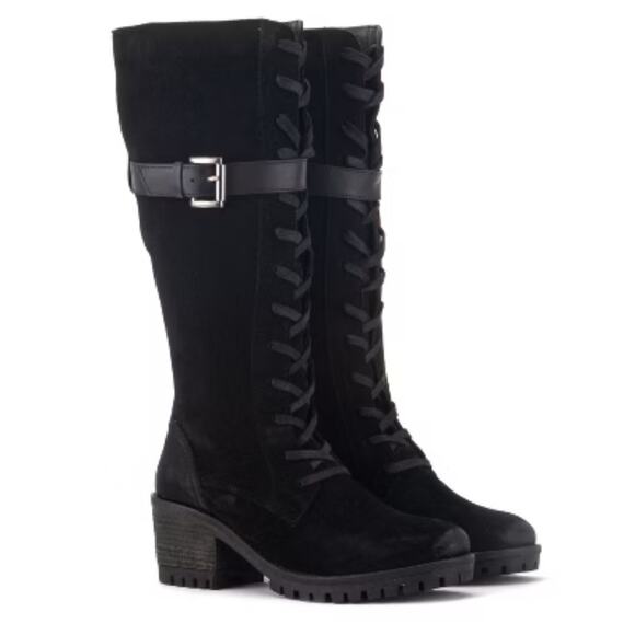 Vintage Foundry Shoes - Vintage Foundry Co womens Naomi Tall Boots size 8 New  Black Suede Lace Up